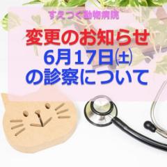 6月17日㈯の診察について、変更のお知らせ